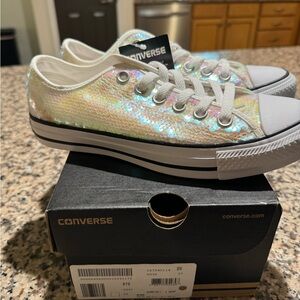 Converse White sequin Sneakers Classic Low-Top Design